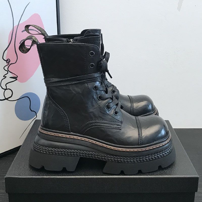 Women's Chunky-heeled Ankle Boots With Side Zippers